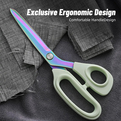 Heavy Duty Fabric Scissors With Titanium Coated Stainless Steel Blades For Leather Sewing And Tailoring 9.8 Inch Multi Purpose Shears That Cut Over 20 Layers Of Fabric With Comfortable Ergonomic Handles For All Your Crafting Projects, with fabric