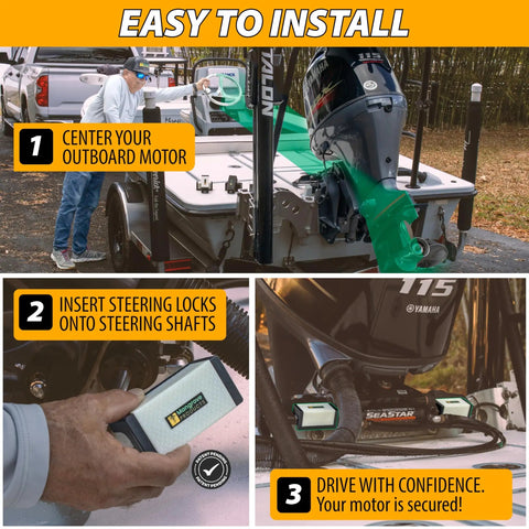 Installation of 4 Inch Hydraulic Outboard Steering Lock For Trailering And Boating, Steer Support For Boat Motors