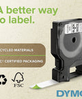 Heavy Duty Industrial Heat Shrink Label Rolls, 1/4 Inch Tube With Black Print On White in black packaging with eco-friendly labels.