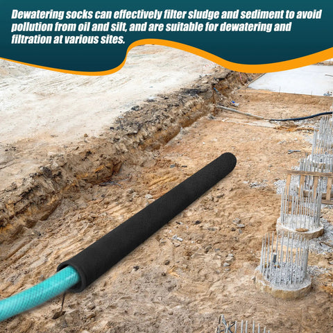 68 Inch Long Sediment Filter Sock With Drawstring Lengthening Design For Oil And Contaminant Dewatering in a construction site