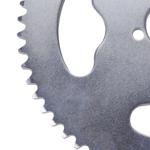 Close-up of 58 Tooth Rear Sprocket for 35 Chain, durable steel for dirt bikes, go-karts, quads, ATVs, visible mounting holes.