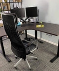 Vwine Vj301 L Shaped Electric Height Adjustable Standing Corner Desk Frame With Triple Motor Steel Base and Digital Memory Keypad in black