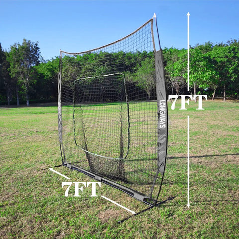 7x7 Baseball Practice Net With Steel Frame For Batting Hitting And Pitching Portable Softball Net For Training Carrying Bag Easy Setup Big Mouth Catch Area To Save Time Chasing Balls