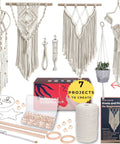 Dope Macrame Starter Kit For Adults Beginners With 112 Piece Supply Pack And 7 Projects, 165 Yards Of 3Mm Cotton Cord, Rings, Beads