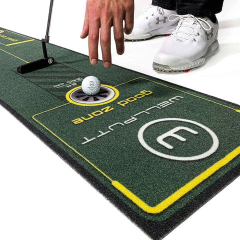 Golf Putting Training Mat 10 Foot Long With Visual Alignment Aids Stroke Amplitude Guide Eye Position Tips For Medium To Fast Greens