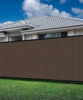 Privacy Fence Screen 4x25 Ft Outdoor Windscreen Cover 90 Percent Blockage Heavy Duty Mesh Shade Cloth with Grommets installed on backyard fence