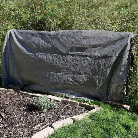 16 By 20 Foot Plastic Reversible Heavy Duty Tarp Laminated On Both Sides Dark Gray covering garden area outdoors