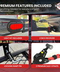 Heavy Duty 2 Inch Hitch Cargo Carrier For Electric Trikes With Folding Ramp And Tail Lights, Steel Platform, 250 Lb Capacity, Easy Roll On Loading, Beast Trike Hauler, Model SD 32-65 Carrier Only; light kit