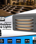 Low Voltage Step Lights For Outdoor Stairs And Fences, 5W LED Landscape Lighting With Horizontal Louver Faceplate, 12V ETL Listed