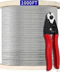 1000 Ft One-Eighth Inch T316 Stainless Steel Cable For Deck Railing Kit with included cutter, rolled on spool, side view