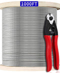 One Eighth Inch T316 Stainless Steel Cable With Cutter, 600 Foot Aircraft Wire Rope For Deck Railing Hardware Kit, 7x7 Strand Construction