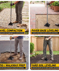 Heavy Duty Rustproof Steel Tamper With 48 Inch Handle For Ground Leveling And Paver Installations 8X8 Inch Steel Head Rubber Grip Handle Perfect For Gravel Soil Asphalt Sand And Blacktop Repair used for various leveling tasks