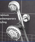 High Pressure 2 In 1 Shower Head System with Handheld Spray and 5 Foot Hose, PowerPulse Therapeutic Massage, Chrome Finish