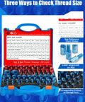 Open 66 Piece Nut And Bolt Thread Checker With Detachable Size Finder In A Foam Storage Case, 34 Metric And 32 Standard Gauges.