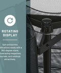 Close-up of Onyx Rotating Mesh Magazine Holder With 30 Pockets Display Rack, featuring 360-degree spin and mesh detail.