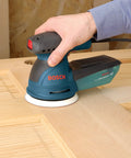 Palm Sander Kit With Dust Collector And Soft Carrying Bag 2.5 Amp 5 Inch Corded Variable Speed Random Orbital Sander Polisher in use