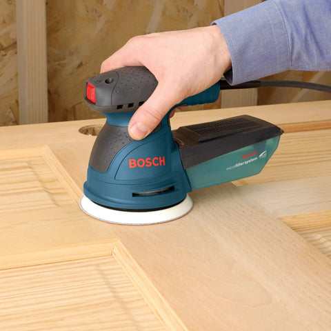 Palm Sander Kit With Dust Collector And Soft Carrying Bag 2.5 Amp 5 Inch Corded Variable Speed Random Orbital Sander Polisher in use