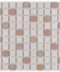 Beige Porcelain Tile 12x12 Crystalline Square Mosaic For Floor And Wall Mesh Mounted Glazed With Mixed Texture And Subtle Color Variation