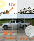10x20 Ft Carport Replacement Canopy Cover Heavy Duty PE Shelter Tarp protecting truck from sun and rain UV waterproof