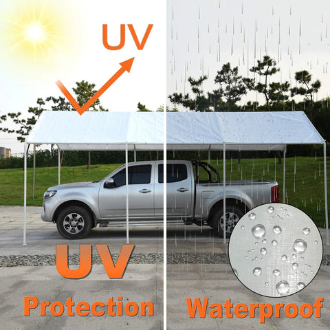 10x20 Ft Carport Replacement Canopy Cover Heavy Duty PE Shelter Tarp protecting truck from sun and rain UV waterproof