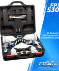 Gravity Feed HVLP Spray Gun Kit With Dual Guns, 600cc And 120cc Cups, Regulators, And Accessories For DIY Home Improvement And Auto Pro Painting, FPX-535K in case.