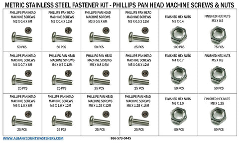 Stainless Steel Phillips Pan Head Machine Screws And Nuts Kit, M2 To M8, 751 Piece Assortment With Hex Nuts, Hand Picked For DIY Projects