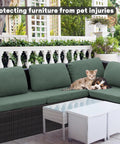 Outdoor sofa with Eight Piece Outdoor Cushion Covers for Patio Sofas and Cushions, Matcha Green, Thick Jacquard Twill Fabric