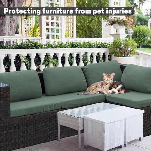 Outdoor sofa with Eight Piece Outdoor Cushion Covers for Patio Sofas and Cushions, Matcha Green, Thick Jacquard Twill Fabric
