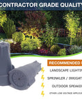 Two Premium Waterproof Wire Connectors 12 to 22 AWG 100 Pack Small Outdoor Landscape Lighting Irrigation Electrical Caps with garden backdrop
