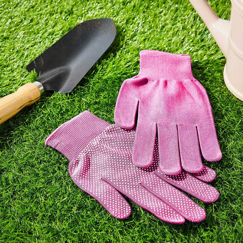 Women's Garden Gloves Set, 6 Pairs, Thorn Proof And Cut Resistant, Breathable Cotton With Enhanced Grip For Berry Picking And Outdoor Work, Pink