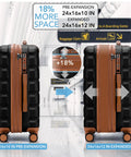 Expandable Hardside Carry On Luggage With USB C, TSA Lock, Quiet Dual Spinner Wheels, 24 By 16 By 10 Inches Expandable To 24 By 16 By 12, 58 Liter Capacity, Lightweight Under 6 Pounds, Maximum Overhead Carry On, Virgin South West Approved, Black Tan shown before and after expansion