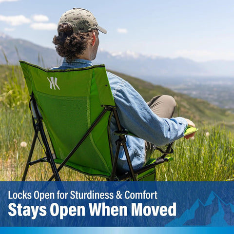 Versatile Folding Outdoor Chair For Camping And Lawn With Dual Lock System For Stable No Sag Comfort And Easy Transport In Hallet Peak Gray