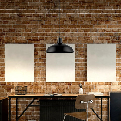 Industrial Warehouse Pendant Light With 5 Ft Adjustable Cord Matte Black Dimmable Hanging Lamp for Kitchen Island