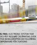 Kickass Heavy Duty Yellow Digital Spirit Level With Blazing Illuminated Readouts And Snappy Acoustic Guidance For Quick Precision Squaring on construction site.