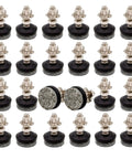 Ditch Shaky Legs For Good With Heavy Duty Adjustable Furniture Levelers Featuring High Density Felt Pads Threaded Shank And Secure T Nut Base For Rock Solid Room Stability 24 Pack displayed in a grid pattern.