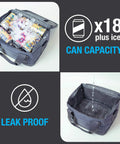 Collapsible Soft Cooler Tote Bag Insulated 6-Can Leakproof Lunch Box with ice-filled capacity and leakproof design