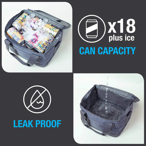 Collapsible Soft Cooler Tote Bag Insulated 6-Can Leakproof Lunch Box with ice-filled capacity and leakproof design