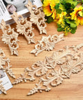 Top Shelf 16 Piece Hand Carved Wood Appliques Set Featuring Slick Unpainted DIY Decorative Wooden Trim And Embellishments For Cabinets Dressers Beds And Walls With Two Dang Perfect Sizes, showing various intricately carved wood pieces.