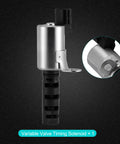 Oil Control Valve OCV VVT Solenoid for 1.8L L4 Engines, close-up view of silver and black component, fits Toyota and Chevrolet models
