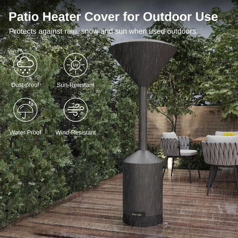 Patio Heater Cover For Umbrella Style Heaters Waterproof Dustproof Sunproof 300D Oxford Fabric With Zipper Fits 91.3 In H