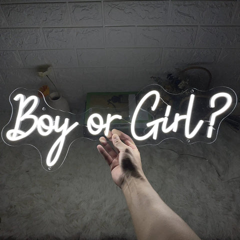 Boy Or Girl Neon Sign For Wall Decor 23.6 Inch LED Large Dimmer Sign For Bedroom Aesthetic And Birthday Party Gift For Boyfriend Girlfriend Lovers Women Men Room Or Bathroom Decor Safe Flexible Light