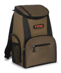 Lightweight 15 Can Backpack Cooler Insulated Bag Olive Green For Men And Women, side view showing zippers and mesh pockets