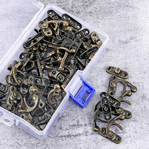 40 Pieces Jewelry Box Latch Hook Set In Bronze Iron With Antique Brass Coating That Resists Rust For Small Cabinets And Boxes