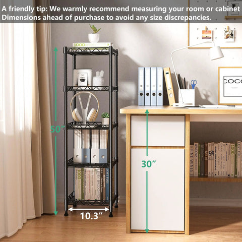 Rock Solid 5 Tier Steel Wire Shelving Rack With Adjustable Heights Easy Setup For Kitchen Laundry Or Bathroom Space Saving Storage Unit In Sleek Black Finish That Really Steps Up Your Game