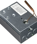 High Limit Aquastat Relay With Four And A Half Inch Capillary For Hydronic Heating Systems Immersion Type Controller That Combines High Limit Protection With Relay Control Of Burner And Circulator Motors 24V Thermostat Compatible gray metal box