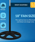Base and stand of High Velocity 18 Inch Oscillating Pedestal Floor Fan With Adjustable Height And 3 Speed Levels For Powerful Airflow