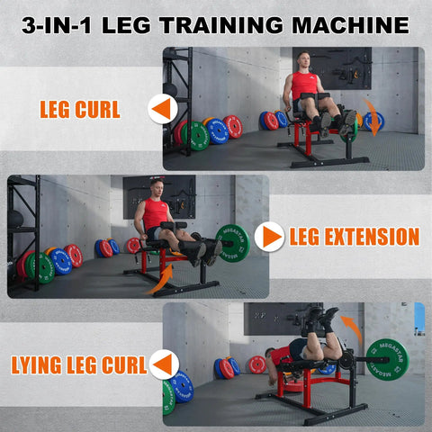 3-In-1 Leg Extension And Curl Machine For Home Gyms With Adjustable Back And 800Lb Capacity, Space Saving Leg Station