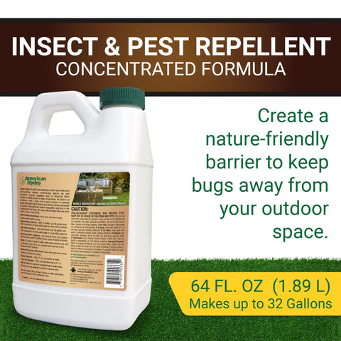NatureShield Insect And Pest Repellent For Yard And Outdoor Spaces, 64 oz bottle, concentrated formula on green grass.