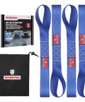 Soft Loop Tie Down Straps 4 Pack 1.6 Inch By 17 Inch 5000 Lbs Break Strength Heavy Duty With Soft Loop Ends For Securing Motorcycles ATVs UTVs Kayaks Dirt Bikes Blue, 4 blue straps with storage pouch