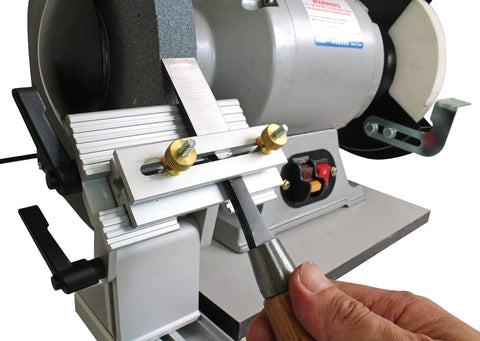 Bench Grinder Tool Rest Jig Replacement For 6 Inch And 8 Inch Grinders And Belt Sanders, sharpening chisel close-up